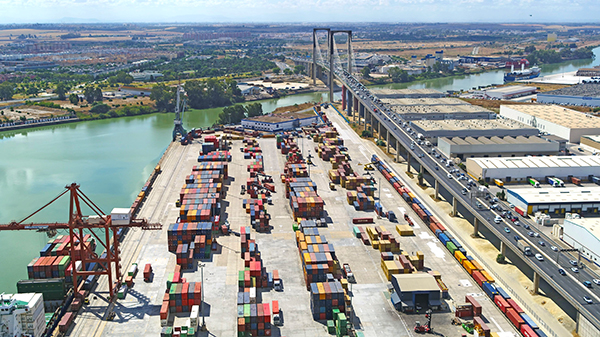 Imagen aérea de las instalaciones de TMG en Sevilla. 