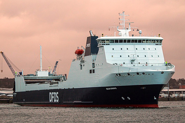 Imagen del buque "Belgia Seaways" de DFDS que conectará Vilagarcía con Róterdam.